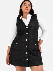 Lovedrobe Rose Jacquard Button Front Pinafore Dress - Image 3 of 5