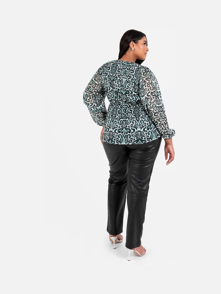 Lovedrobe Metalised Fibre Print Long Sleeve Wrap Top - Image 4 of 4 Lovedrobe Metalised Fibre Print Long Sleeve Wrap Top - Image 4 of 4