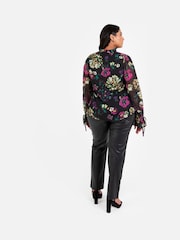Lovedrobe Tie Neck Black Blouse with Tie Cuffs - Image 2 of 6