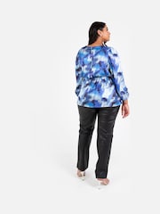 Lovedrobe Blue Satin Long Sleeve Wrap Top - Image 4 of 5