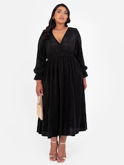 Plisse Long Sleeve Wrap Midaxi Dress - Изображение 1 из 5