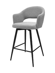 Bentley Designs Grey Sterling 180° Swivel Boucle Barstool - Image 1 of 5