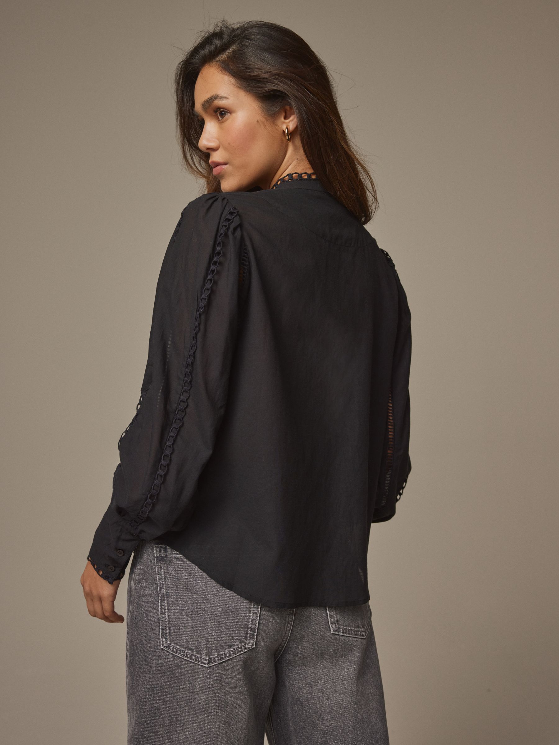 Buy Laura Ashley Black Beauchamp Lace Trim Blouse from Next USA