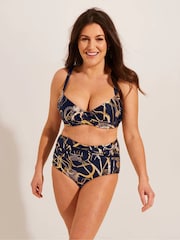 Seaspray Laguna Shell Foil High Waisted Twist Front Black Briefs - Image 1 of 5