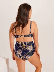 Seaspray Laguna Shell Foil High Waisted Twist Front Black Briefs - Image 2 of 5