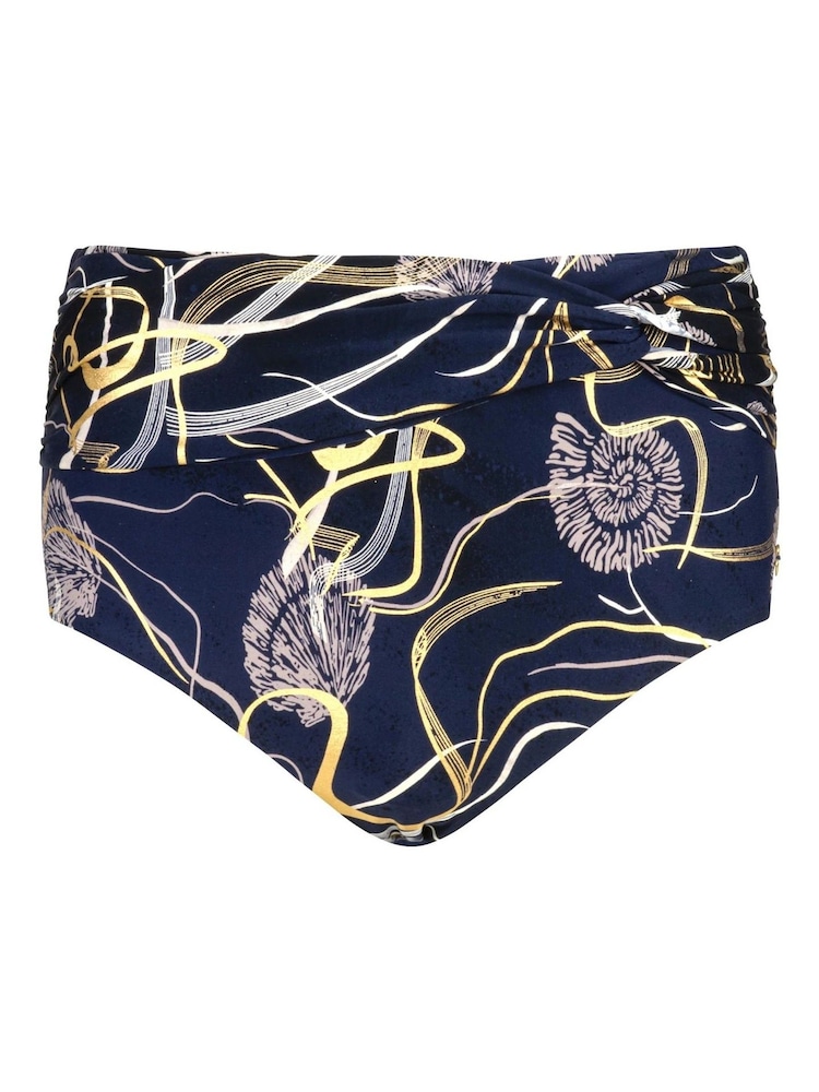 Seaspray Laguna Shell Foil High Waisted Twist Front Black Briefs - Image 5 of 5