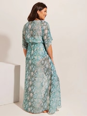 Seaspray Belize Snake Maxi Blue/Green Kaftan - Imagen 4 de 5