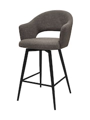 Bentley Designs Brown Sterling 180° Swivel Boucle Barstool - Image 1 of 5