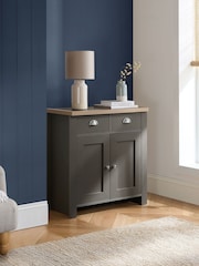 Birlea Dark Grey Highgate Oak Effect 2 Door 2 Drawer Sideboard - Image 1 of 6