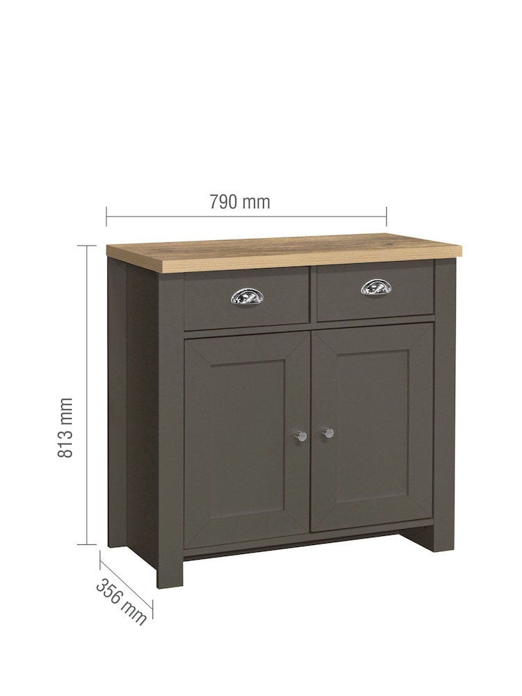 Birlea Dark Grey Highgate Oak Effect 2 Door 2 Drawer Sideboard - Image 6 of 6
