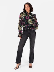 Lovedrobe Tie Neck Black Blouse with Tie Cuffs - Image 2 of 4