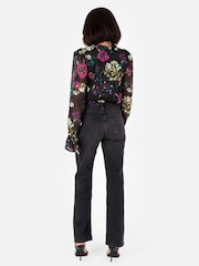 Lovedrobe Tie Neck Black Blouse with Tie Cuffs - Image 3 of 4
