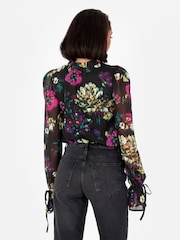 Lovedrobe Tie Neck Black Blouse with Tie Cuffs - Image 4 of 4