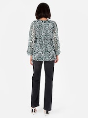 Lovedrobe Metalised Fibre Print Long Sleeve Wrap Top - Image 3 of 5
