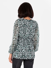 Lovedrobe Metalised Fibre Print Long Sleeve Wrap Top - Image 4 of 5