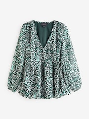 Lovedrobe Metalised Fibre Print Long Sleeve Wrap Top - Image 5 of 5