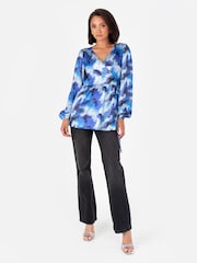 Lovedrobe Metalised Fibre Print Long Sleeve Wrap Top - Image 2 of 5