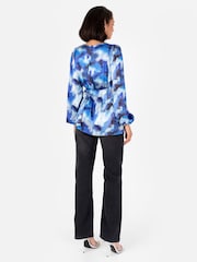 Lovedrobe Metalised Fibre Print Long Sleeve Wrap Top - Image 3 of 5