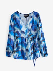 Lovedrobe Metalised Fibre Print Long Sleeve Wrap Top - Image 5 of 5