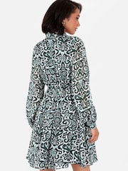 Lovedrobe Green Smock Mini Shirt Dress With Metallic Thread - Image 2 of 5