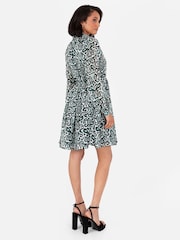 Lovedrobe Green Smock Mini Shirt Dress With Metallic Thread - Image 3 of 5