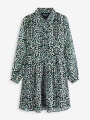 Lovedrobe Green Smock Mini Shirt Dress With Metallic Thread - Image 5 of 5