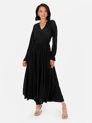Plisse Long Sleeve Wrap Midaxi Dress - Image 2 of 6