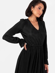 Plisse Long Sleeve Wrap Midaxi Dress - Image 5 of 6