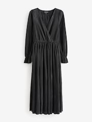 Plisse Long Sleeve Wrap Midaxi Dress - Image 6 of 6