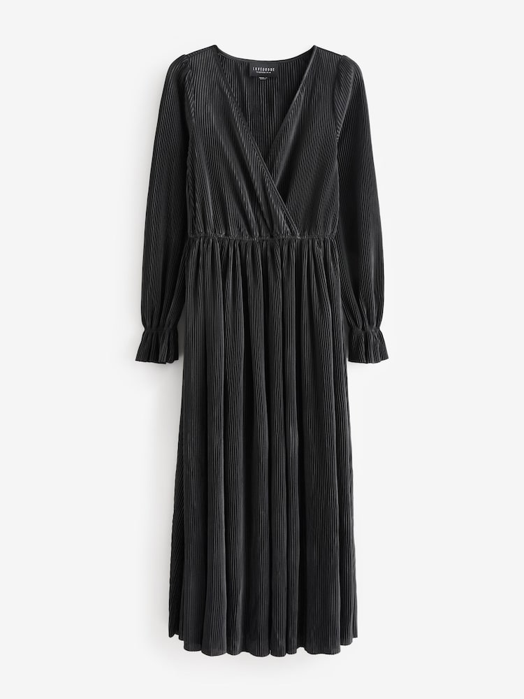 Plisse Long Sleeve Wrap Midaxi Dress - Image 6 of 6