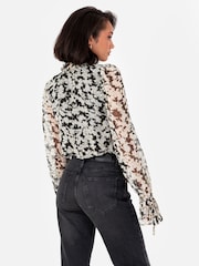 Lovedrobe Tie Neck Black Blouse with Tie Cuffs - Image 2 of 6