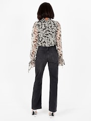 Lovedrobe Tie Neck Black Blouse with Tie Cuffs - Image 5 of 6