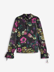 Lovedrobe Tie Neck Black Blouse with Tie Cuffs - Image 6 of 6