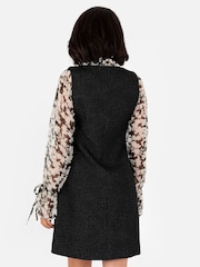 Lovedrobe Rose Jacquard Button Front Pinafore Black Dress - Image 3 of 7