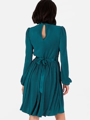 Lovedrobe Plisse Long Sleeve Keyhole Detail Mini Black Dress - Image 2 of 5