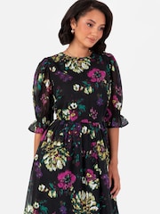 Lovedrobe – Schwarzes Midaxi-Kleid mit Puffärmeln - Bild 2 von 5