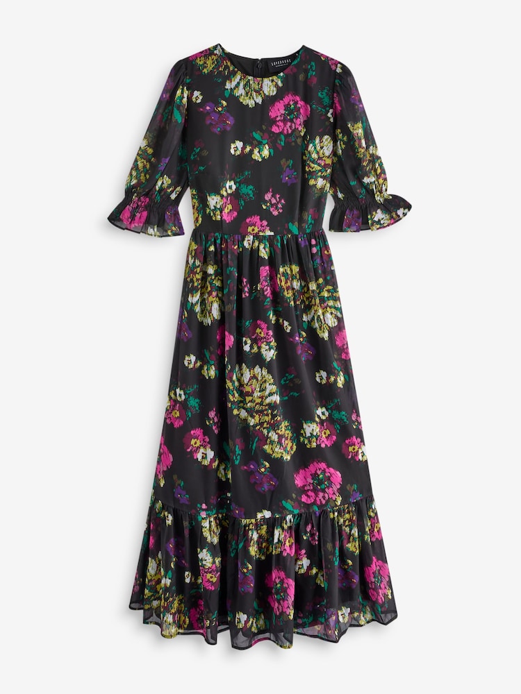 Lovedrobe – Schwarzes Midaxi-Kleid mit Puffärmeln - Bild 5 von 5