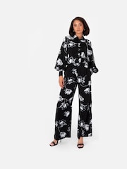 Lovedrobe Satin Wide Leg Printed Black Trousers - Image 2 of 5