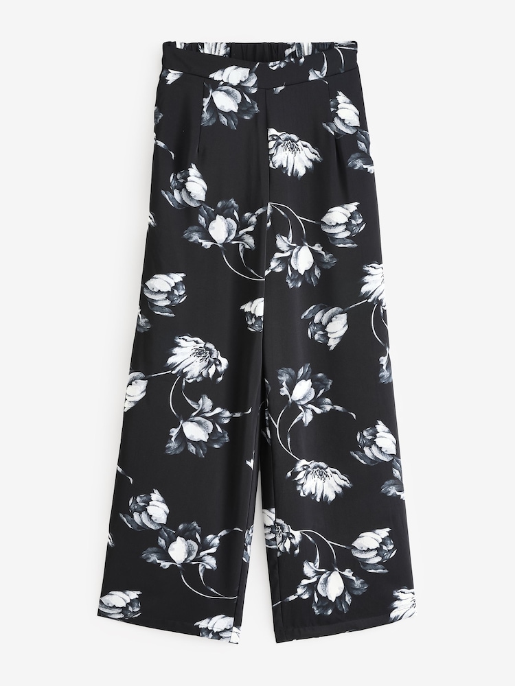 Lovedrobe Satin Wide Leg Printed Black Trousers - Image 5 of 5