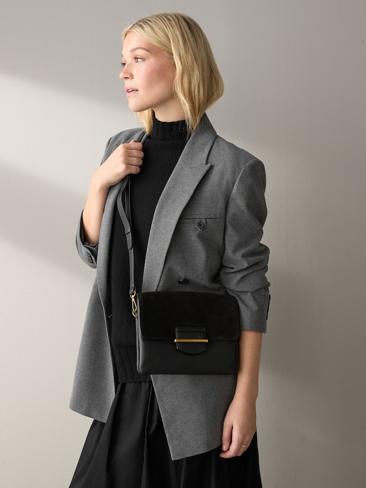 Black Leather Cross-Body Bag - Image 1 of 9