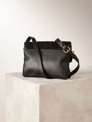 Black Leather Cross-Body Bag - Image 5 of 9