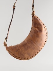 Tan Brown Studded Cross-Body Sling Bag - Image 8 of 10