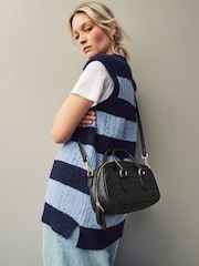 Black Leather Mini Bowler Bag - Image 1 of 10