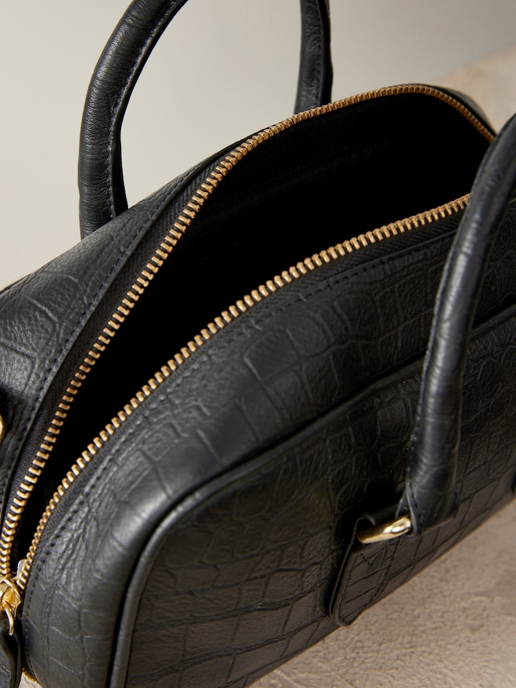 Black Leather Mini Bowler Bag - Image 10 of 10