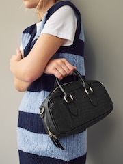 Black Leather Mini Bowler Bag - Image 2 of 10