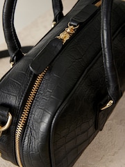 Black Leather Mini Bowler Bag - Image 8 of 10