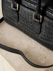 Black Leather Mini Bowler Bag - Image 9 of 10