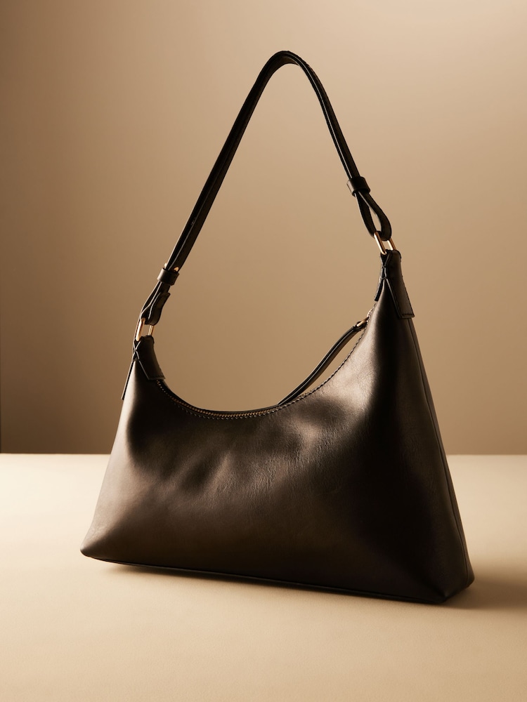 Black Leather and Premium Aysmmetric Shoulder Bag - Image 2 of 5