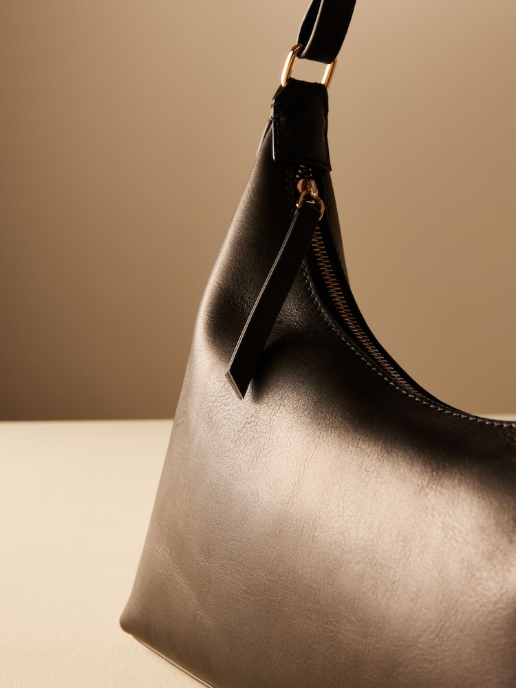 Black Leather and Premium Aysmmetric Shoulder Bag - Image 5 of 5
