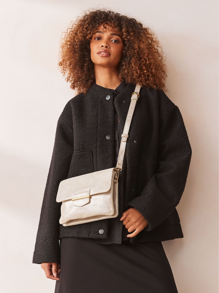 Gold Leather Cross-Body Bag - Image 1 of 9